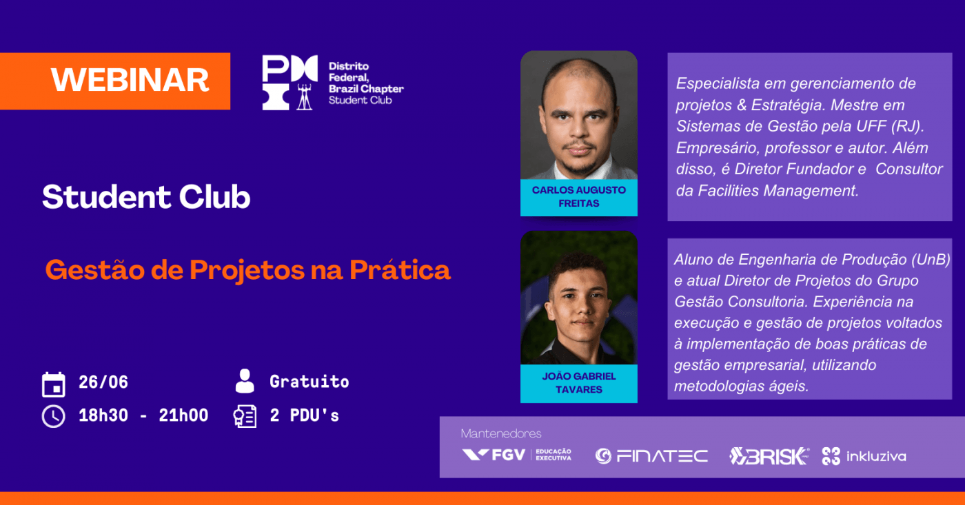 Webinar Student Club | Gestão de Projetos na Prática